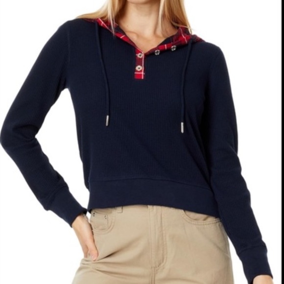 Tommy Hilfiger Sweaters - Tommy Hilfiger Black Sweater with Red Plaid Accents